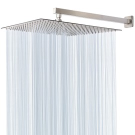HarJue Shower Head with Extension Arm, High Pressure Square with ShowerArm, Stainless Steel Rainfall-Waterfall Full Body Coverage (16'' Shower with 20'' Arm, Brushed Nickel)