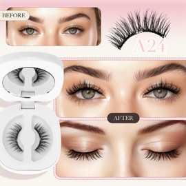 LASHVIEW Upgrade Magnetic Eyelashes with Applicator,Reusable Soft Magnetic Eyelashes Natural Look, No Glue Needed,Easy to Wear and Remove,24P