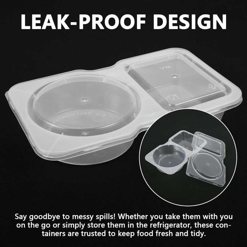 xinyee 40PCS Double Compartment Condiment Containers with Lids, 2 Compartment