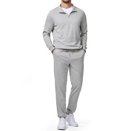 Dokotoo Men Men's Tracksuit 2 Piece Quarter Zip Sweatsuit Sets Casual Athletic Running Jogging Track Suits 2025 Fashion Outfits Grey L