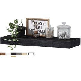 QEEIG Black Floating Shelf for Wall Bathroom - Shelves Farmhouse Small Single Shelf 16 inch 1pc (015-B1)