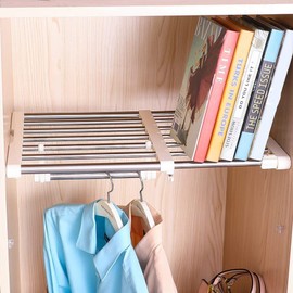 Hershii Closet Tension Shelf Expandable Telescopic Rod Heavy Duty Clothes Hanging Rail Adjustable DIY Storage Organizer Shoe Rack 7-Bar Extention for Garage Bathroom Kitchen Bedroom