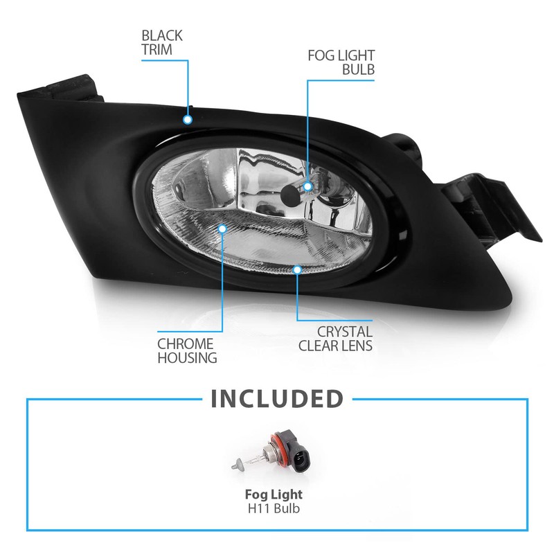AmeriLite for 2001-2003 Honda Civic 2Dr/4-Door Clear Halogen Replacement Bumper