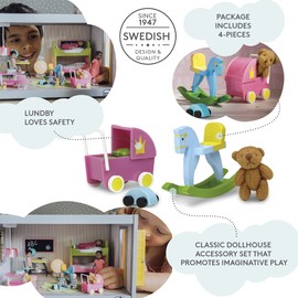 Lundby Dollhouse Accessories – Mini Dollhouse Furniture – Plastic & Fabric Dollhouse Playsets – Ages 4+, Scale 1:18