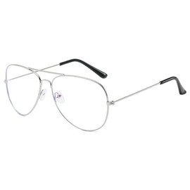Lairesen Classic Myopia Distance Glasses Metal Frame Clear Lens Myopia Glasses for Men Women, silver
