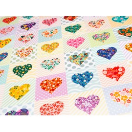 Lalikul Fabrics Hearts. Cotton Charm Packs, Fat Quarters Bundles, 42 Different Motifs. Ideal for Quilts, Sewing, Blankets, and I Spy Games for Kids, 36" x 31" Continuous Panel