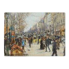 Kitchen Chopping Board Glass - Jean-Francois Raffaelli On The Grand Boulevard - Textured Worktop Saver Cutting Board - Heat Resistant, Shatterproof and Hygenic - 28.5 x 20 cm