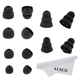 ALXCD Ear Tips for LG HBS 730 HBS750 800 910 Headset, (S/M/L) 3 Pair Ear Tips & (S/L) 2 Pair Triple Flange Tips & (M) 1 Pair Double Flange Tip, Fit for HBS Tone Pro Ultra Infinim [Kit/Black 6 Pair]