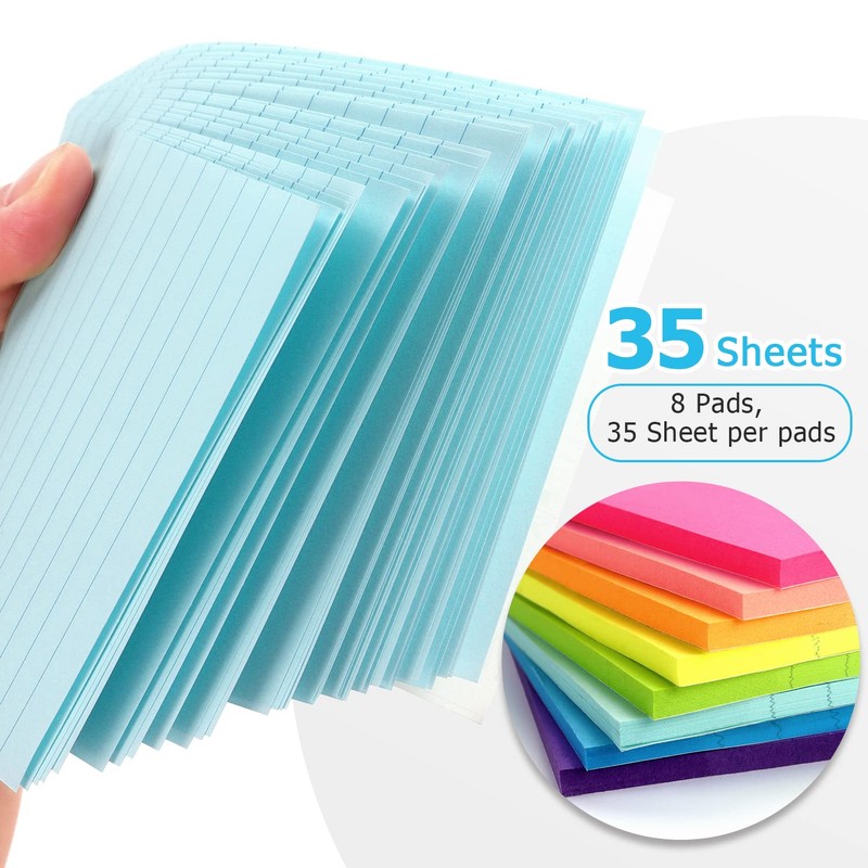 Eastern Wolf 8 Pads Lined Sticky Notes 4x6 in, Sticky