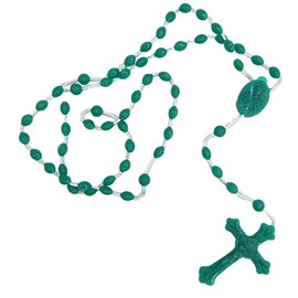 Green Plastic Prayer Bead Our Lady of Guadalupe Cord Rosary, Christian Religious Gifts for Women, 15 Inch, Pack of 3
