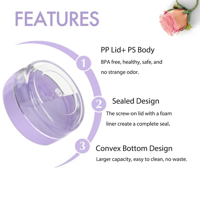 3 Gram Containers With Lids, Tiny Sample Jars for Cosmetics,