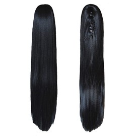 CiCiCa – “PT06”, Ponytail Extensions, Off Black Ponytail, 22 Inches Long Ponytail, Straight Ponytail, Pony Tails Hair Extensions, Claw Clip Extension, Drawstring Pony Tails, Heat-Resistant Synthetic Clip in Ponytail Extensions. (Off Black is darker than 