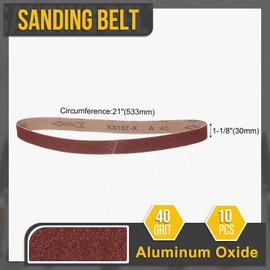 CoCud 1-1/8 x 21 Inch Sanding Belt, 10 Pcs 40 Grit Knife Sharpener Belts Work Sharpening for Belt Sander Knife Carving Tool Metal Working