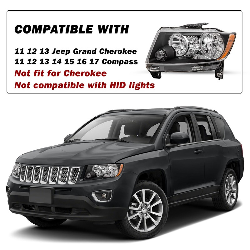 SOCKIR Halogen Headlight Assembly Fit for 2011 2012 2013 Jeep