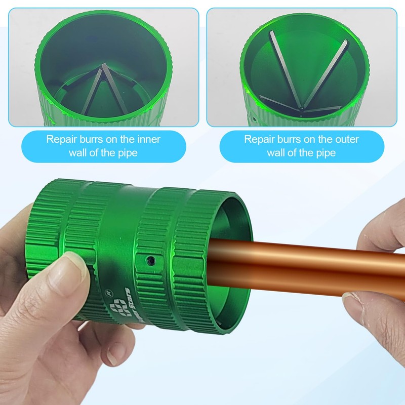 Pipe Reamer Tool, 50 × 65mm Green Aluminum Alloy Deburring