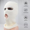 LINSOCLE 2 x Balaclava 3-Hole Balaclava, Knitted Balaclava, White, Multifunctional