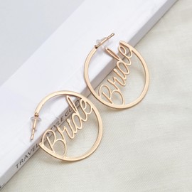 Bride Earrings Hoops | Bachelorette Party Accessories | Fun Bride Hoop Earrings I Bachelorette Gifts Earrings for Bride Bachelorette Accessories (Gold)