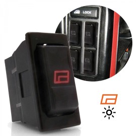 AutoLöc Power Accessories Power Window Up Down Momentary Rocker Switch Red Illuminated Icon 5 Pin 12V 20A