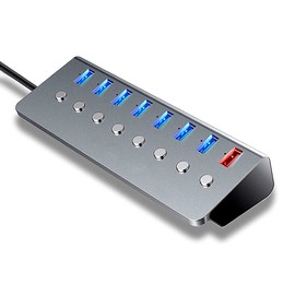 Multifunctional 8 Ports USB Hub USB Ex ion Converter with 7 USB3.0 Expansion Ports 1 Charging Port Independent Switches VCXN