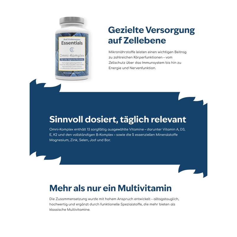 Prof. Grönemeyer Essentials "Omni Komplex" - 13 Vitamine, 5 Mineralstoffe,