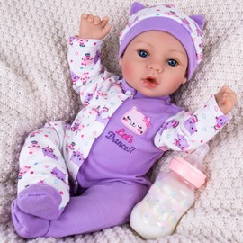 Aori Lifelike Reborn Baby Dolls Girl - Realistic 18-Inch Newborn Baby Doll, Nice Gift Set for Kids, Parents-to-be, Grandparents,Purple Clothes