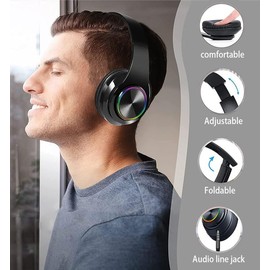 Bluetooth Headphones Over Ear,Bluetooth Headset Wireless Earphones Foldable Headphones with Microphone Lightweight Headset with Built-in HD Mic, HiFi Stereo Sound for Office, PC, Phone, Travel Work