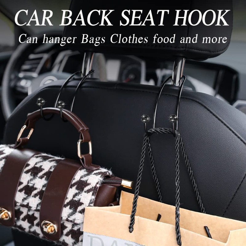 SAVORI Auto Hooks Bling Car Hangers Organizer Seat Headrest Hooks