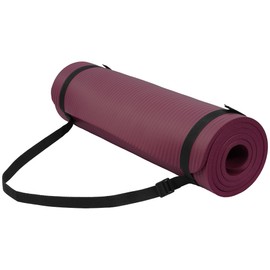 Aurorafy Yoga Mat 1/2-Inch Extra Thick High-Density Exercise Mat with Non-Slip Surface & Carry Strap for Men & Women Tear-Resistant Pilates Workout Mat for Home Gym, Floor Fitness, Deep Wine
