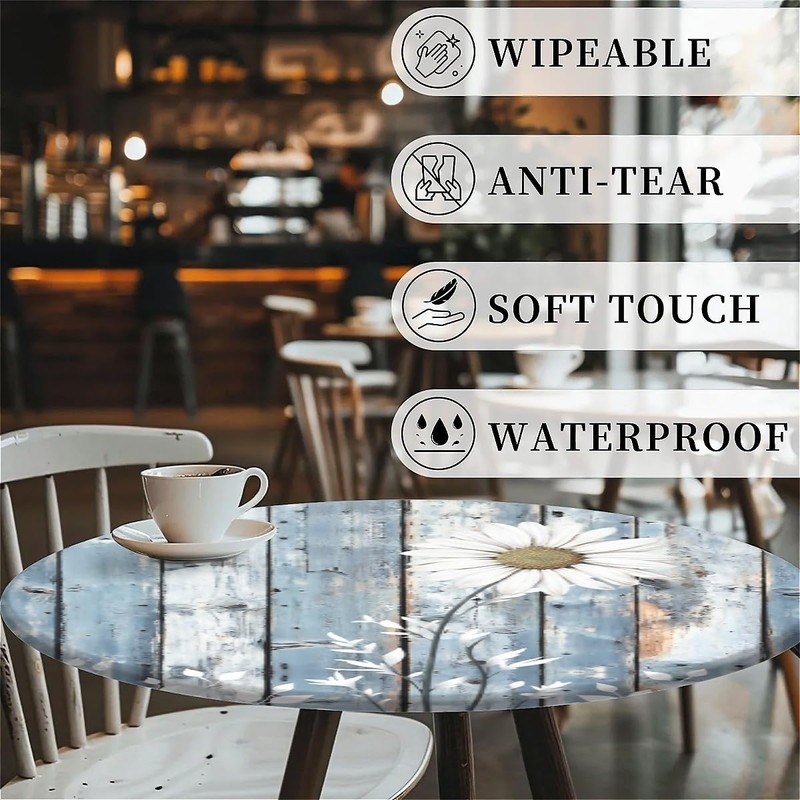 Outdoor Round Tablecloth with Elastic Band, Diameter 44 inches (110