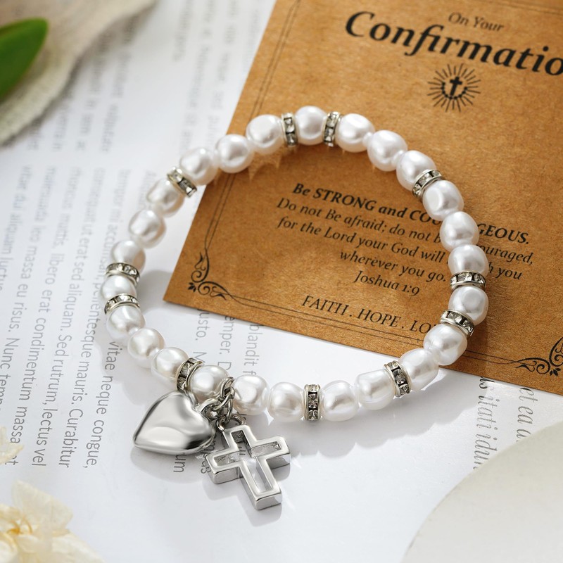 Eaciy First Communion Gifts for Girls - 14K Whited Gold