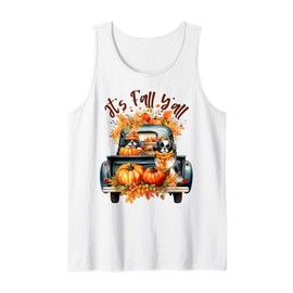It’s Fall Y’All Japanese Chin Pumpkins Truck Autumn Season Tank Top