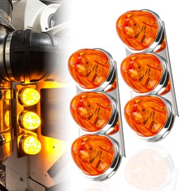 motoparty 2Pcs Watermelon Lights with Stainless Steel Bracket Air Cleaner Front Marker Lights for Peterbilt 3 Radius