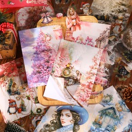 Alideco 20pcs Scrapbook Stickers Vintage Christmas Promise Theme Sticker Book for Adults Sticker journaling Stickers for Scrapbooking (landiaoliwuhe)