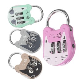 jojofuny 4Pcs Cute Cat Combination Locker Locks, 3 Digit Password Padlocks for Drawers, Backpacks, Travel Suitcases, Home Use, Assorted Colors