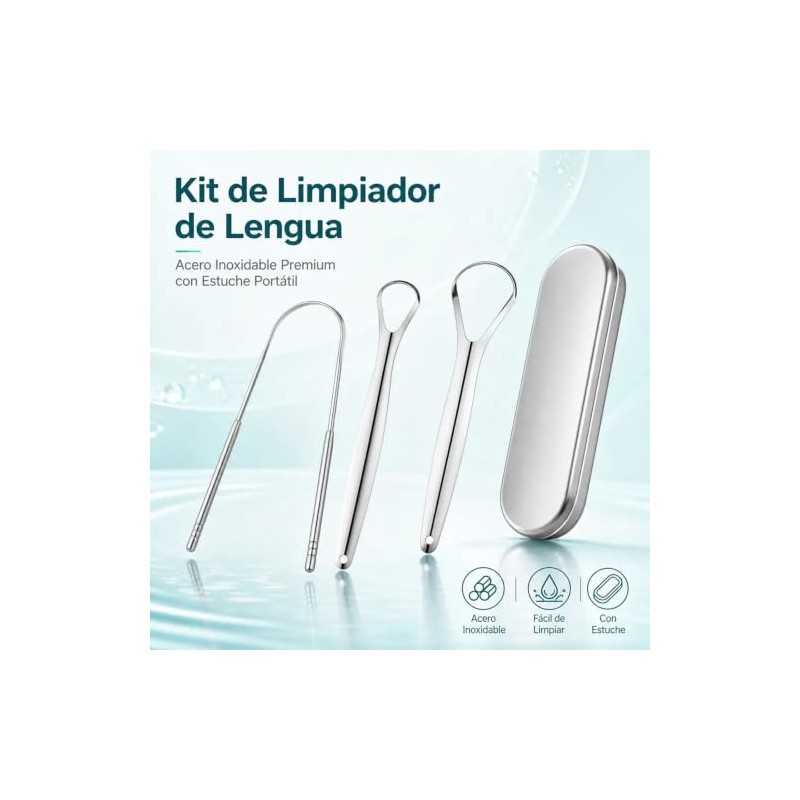 2pcs Set de 6 Limpiador de Lengua de Acero Inoxidable,con