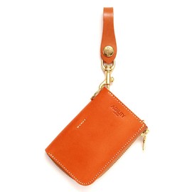 Agility affa "Compilation" Key Case, Coin Purse, Coin Purse, Smart Key, L-Shaped Zipper, Integrated Leather, Tochigi Leather, Camel