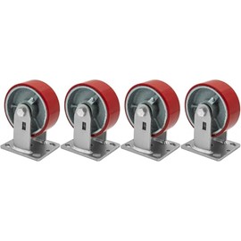 Creative Industrial Sales 5"x2" Rigid Caster Heavy Duty Polyurethane Wheel 1,000 lbs Each, Total Support 4,000 lbs, Set of 4