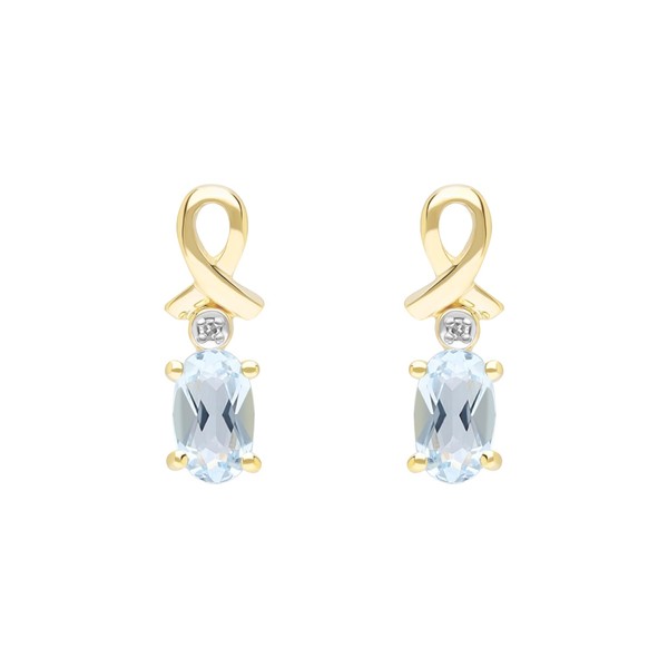 Ivy Gems 9ct Yellow Gold 5x3mm Aquamarine and Diamond Drop