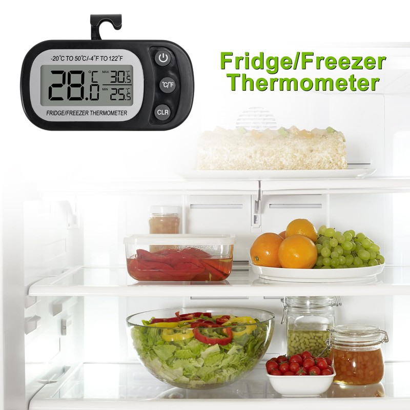AITRIP 2 Pack Refrigerator Thermometer, Digital Freezer/Fridge Thermometer with Hook