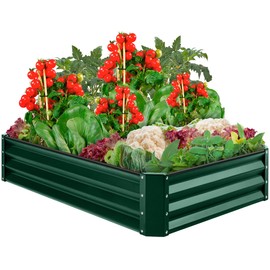 Best Choice Products 6x3x1ft Outdoor Metal Raised Garden Bed Box Vegetable Planter for Vegetables, Flowers, Herbs, and Succulents - Dark Green