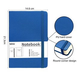 Mlife A5 Lined Journal Notebook,-360 Numbered Pages Thick Journal for Writing,100Gsm Premium Thick Paper,PU Hard Cover Notebooks College Ruled, Daily Journals for Men Women School Office(Blue)