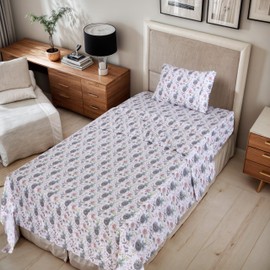 RUVANTI 100% Cotton King Size Sheets Set, 4 Pieces, Soft & Breathable Percale Weave Bedding, Deep Pocket 16", Hotel Standard, Crisp Cool Feel, Durable, Perfect Floral Bed Sheet, Dandelion Field