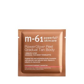 m-61- M-61 PowerGlow Peel Gradual Tan Body - Toallita corporal exfoliante y bronceadora gradual con ácido glicólico y