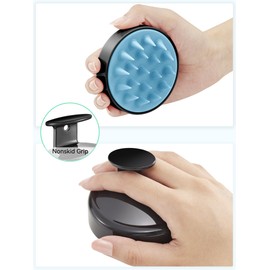 HEETA Scalp Massager Hair Growth, Soft Silicone Scalp Scrubber Shampoo Brush for Exfoliation, Dandruff Removal Head Massage Stress Relax, Wet & Dry Use for Thick Thin Curly Hair Care, Black Blue