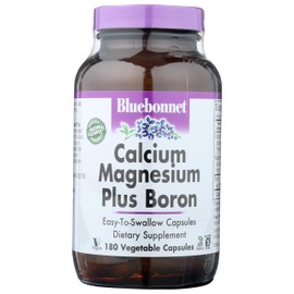 Bluebonnet Calcium Magnesium Plus Boron Vegetarian Capsules, Off-White, 180 Count