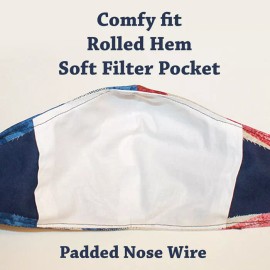 Handmade Face Mask BATIK purple blue organic swirl hand Filter Pocket Washable M-Adult