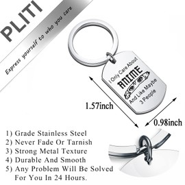 PLITI Anime Lover Gifts Anime keychain Japan Anime Fans Gift Anime Manga Lovers Gift I Only Care About Anime And Like Maybe 3 People keychain (Care About Anime key)
