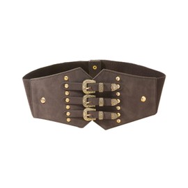 DAZZLUXE 1 Piece Elastic Wide Belt, Rivet Belt, Women's Wasp Belt, Corset Belt, Wasp Wide Elastic Corset, Women's Elastic Wide Belt (Brown), brown