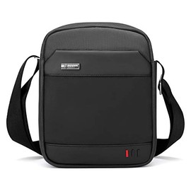 BAIGIO Men's Shoulder Bag Small Crossbody Bag Mens Nylon Messenger Bag Oxford Business Bag Black Men's Casual Bag Shoulder Bag With Pockets Mens Crossbody Bag for Work Travel Outdoor A