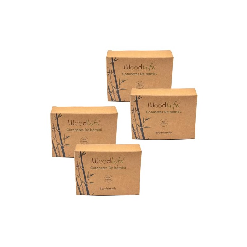 Woodlife® - Paquete de 800 Cotonetes de Bambú, Ecológicos, Biodegradables